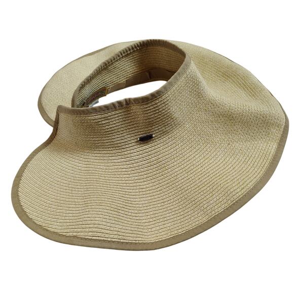 Scala Collezione Flexible Roll Up Wide Brim Straw Sun Hat Visor Packable - Picture 1 of 6